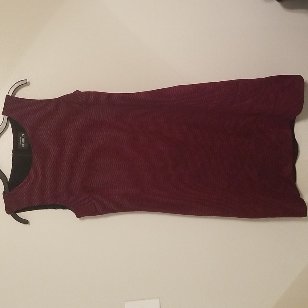 St. John Red Black Knit Sleeveless Dress 6